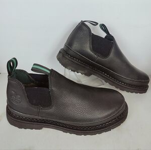 EUC Georgia Giant Men's Romeo Black Leather Slip-On Work Shoes Boots, Sz 11